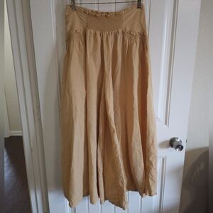 Free People Linen Cotton Cropped Wide Leg